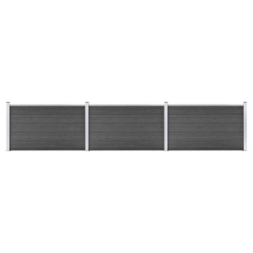 Gossi set de panouri de gard, negru, 526 x 105 cm, wpc
