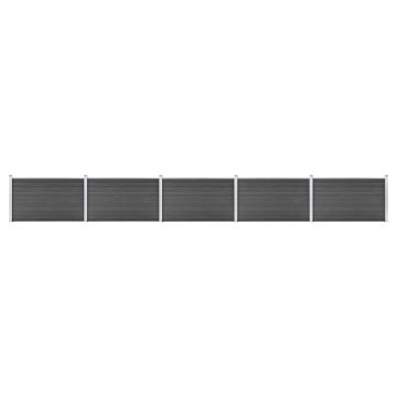 Gossi set de panouri de gard, negru, 872 x 105 cm, wpc