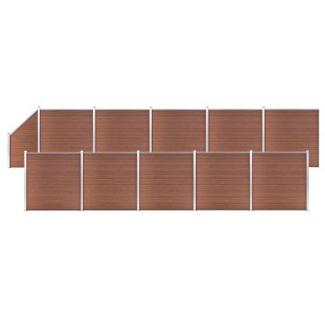 Gossi set panouri gard, 10 patrate + 1 oblic, maro, 1830x186 cm, wpc