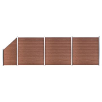 Gossi set panouri gard, 3 patrate + 1 oblic, maro, 619 x 186 cm, wpc