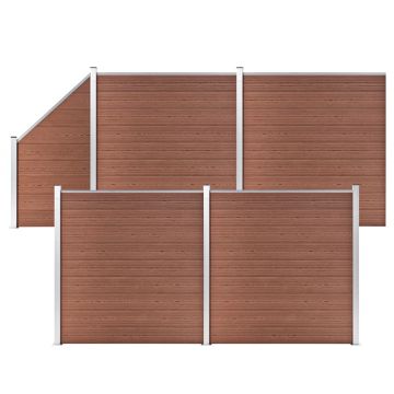 Gossi set panouri gard, 4 patrate + 1 oblic, maro, 792x186 cm, wpc