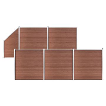 Gossi set panouri gard, 5 patrate + 1 oblic, maro, 965 x 186 cm, wpc