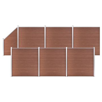 Gossi set panouri gard, 6 patrate + 1 oblic, maro, 1138x186 cm, wpc