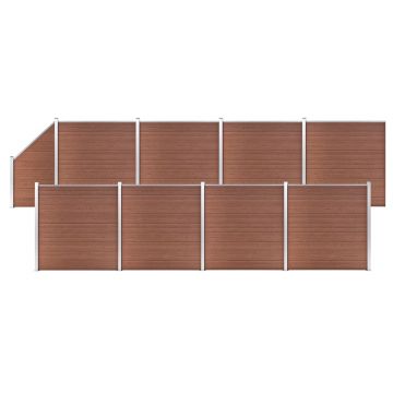 Gossi set panouri gard, 8 patrate + 1 oblic, maro, 1484x186 cm, wpc