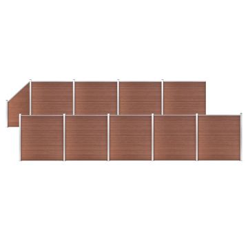 Gossi set panouri gard, 9 patrate + 1 oblic, maro, 1657x186 cm, wpc