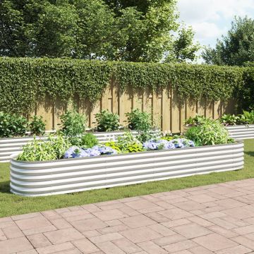 Gossi strat inaltat de gradina argintiu 400x80x44 cm otel galvanizat