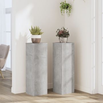 Gossi suport de plante, 2 buc., gri beton, 25x25x80 cm lemn prelucrat