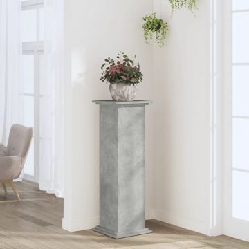 Gossi suport de plante, gri beton, 33x33x100 cm, lemn prelucrat