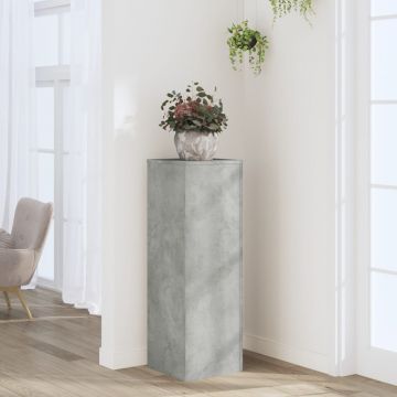 Gossi suport de plante, gri beton, 33x33x100 cm, lemn prelucrat