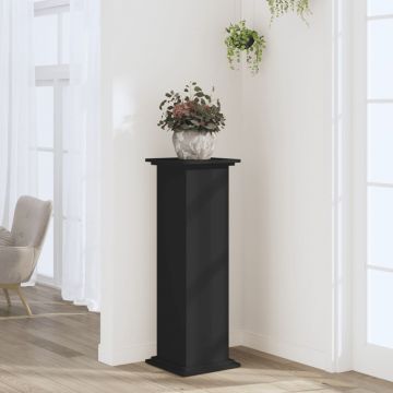 Gossi suport de plante, negru, 33x33x100 cm, lemn prelucrat
