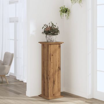 Gossi suport de plante stejar artizanal, 33x33x100 cm, lemn prelucrat