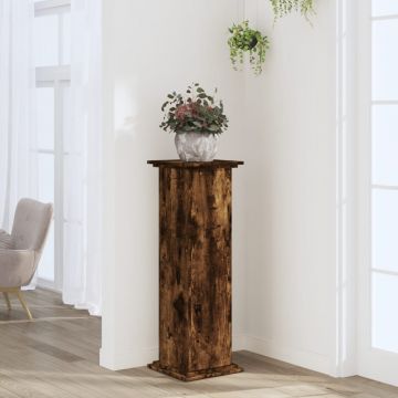 Gossi suport de plante, stejar fumuriu, 33x33x100 cm, lemn prelucrat
