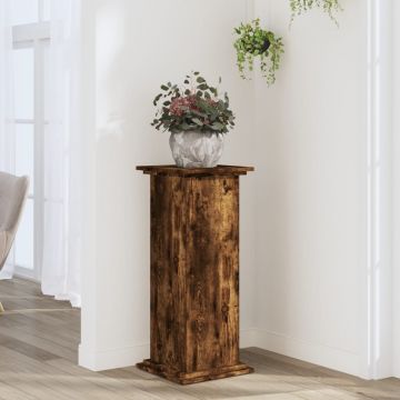 Gossi suport de plante, stejar fumuriu, 33x33x80 cm, lemn prelucrat