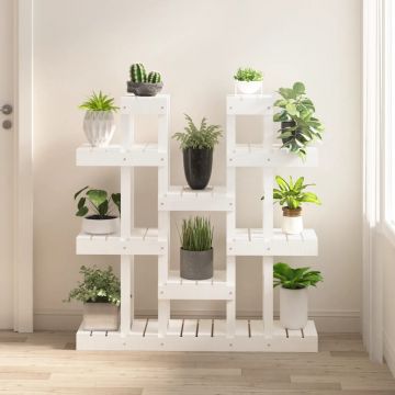 Gossi suport pentru plante, alb, 104,5x25x109,5 cm, lemn masiv pin