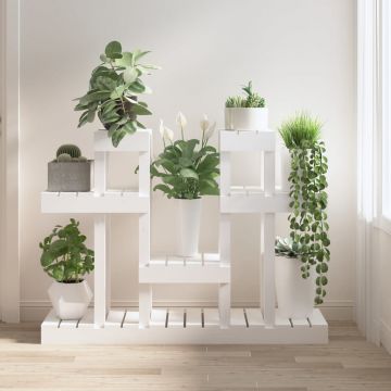 Gossi suport pentru plante, alb, 104,5x25x77,5 cm, lemn masiv de pin