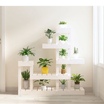 Gossi suport pentru plante, alb,92x25x97 cm, lemn masiv de pin
