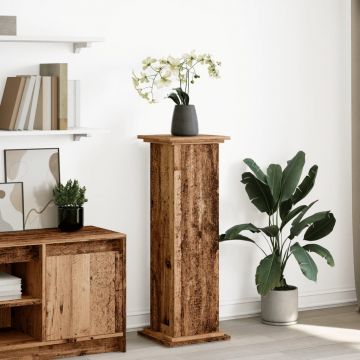 Gossi suport prezentare cu depozitare lemn vechi 31x30x90cm lemn