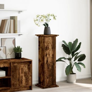 Gossi suport prezentare cu depozitare stejar fumuriu 31x30x90 cm lemn