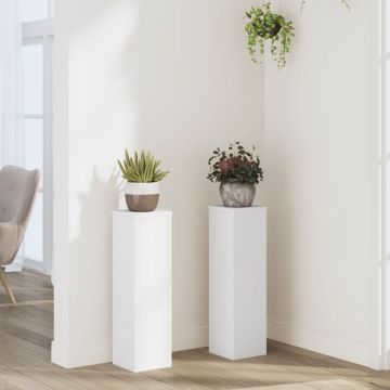 Gossi suporturi de plante, 2 buc., alb, 17x17x60 cm, lemn prelucrat