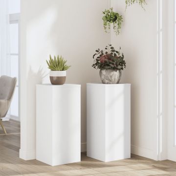 Gossi suporturi de plante, 2 buc., alb, 30x30x70 cm, lemn prelucrat