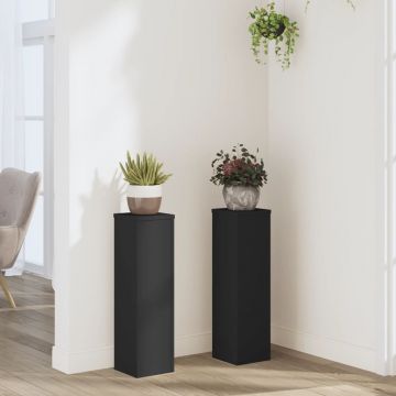 Gossi suporturi de plante, 2 buc., negru, 17x17x60 cm, lemn prelucrat