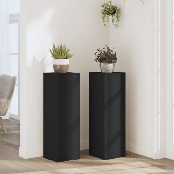 Gossi suporturi de plante, 2 buc., negru, 25x25x80 cm, lemn prelucrat