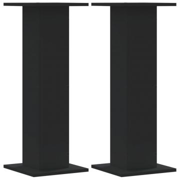 Gossi suporturi de plante, 2 buc., negru, 30x30x80 cm, lemn prelucrat