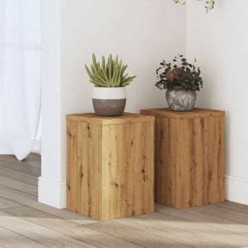 Gossi suporturi de plante, 2 buc., stejar artizanal, 20x20x30cm, lemn