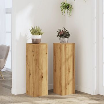 Gossi suporturi de plante, 2 buc., stejar artizanal, 25x25x80cm, lemn