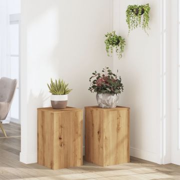 Gossi suporturi de plante, 2 buc., stejar artizanal, 30x30x50cm, lemn
