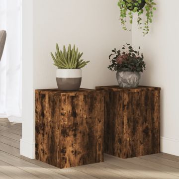 Gossi suporturi de plante 2 buc. stejar fumuriu 25x25x35 cm lemn