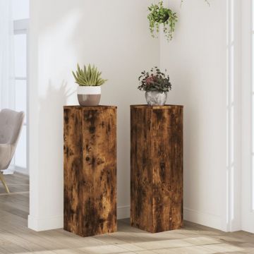 Gossi suporturi de plante 2 buc. stejar fumuriu 25x25x80 cm lemn