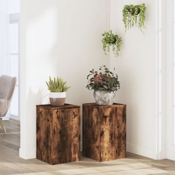 Gossi suporturi de plante 2 buc. stejar fumuriu 30x30x50 cm lemn
