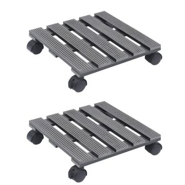Gossi suporturi de plante cu role, 2 buc., gri, 30x30x7,5 cm, wpc
