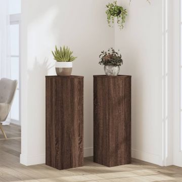 Gossi suporturi plante 2 buc. stejar maro 25x25x80cm lemn prelucrat