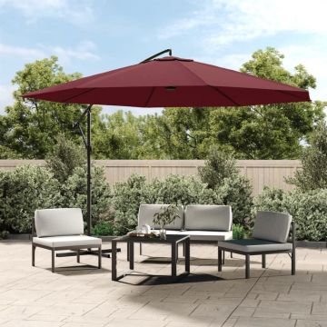 Gossi umbrela consola de gradina cu stalp din aluminiu, bordo, 350 cm