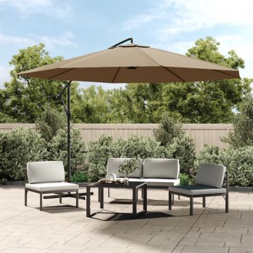Gossi umbrela consola de gradina cu stalp din aluminiu, taupe, 350 cm