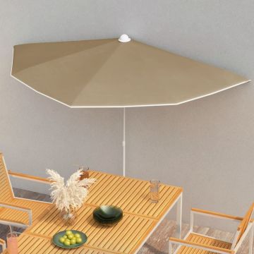 Gossi umbrela de gradina cu stalp, gri taupe, 180x90 cm, semirotunda