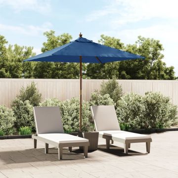 Gossi umbrela de gradina stalp din lemn, albastru azur 198x198x231 cm