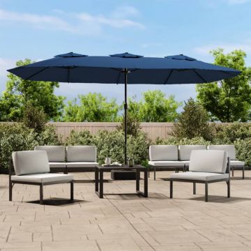 Gossi umbrela de soare cu doua capete, albastru azuriu, 449x245 cm