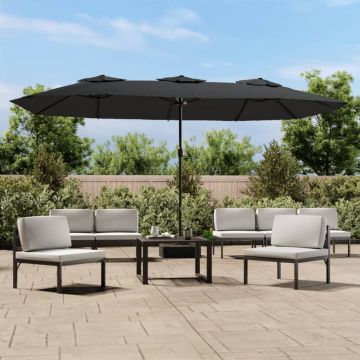 Gossi umbrela de soare cu doua capete, antracit, 449x245 cm