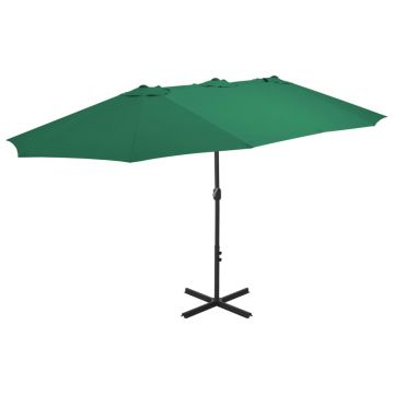 Gossi umbrela de soare de exterior, stalp aluminiu, verde, 460x270 cm