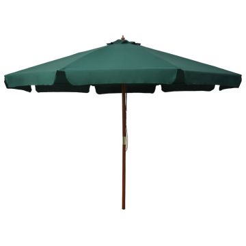 Gossi umbrela de soare de exterior, stalp din lemn, verde, 330 cm