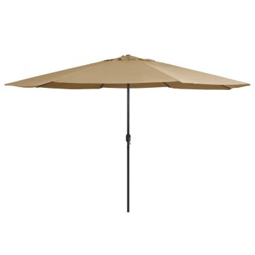 Gossi umbrela de soare de exterior, stalp metalic, gri taupe, 390 cm