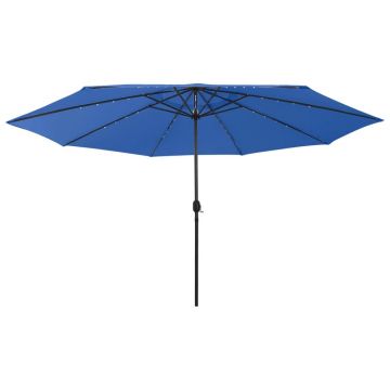 Gossi umbrela de soare de gradina cu led-uri, albastru azuriu, 400 cm