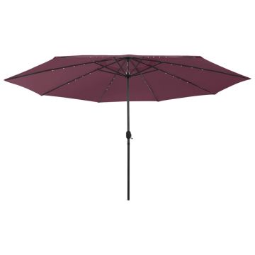 Gossi umbrela de soare de gradina cu led-uri, rosu bordo, 400 cm