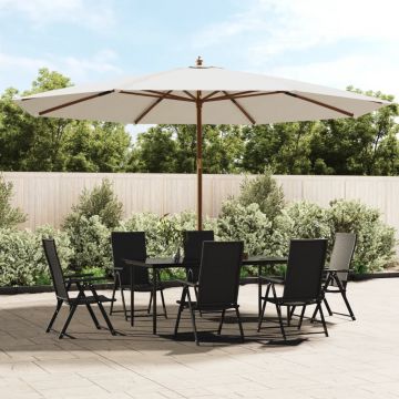 Gossi umbrela de soare de gradina stalp din lemn, nisipiu, 400x273 cm