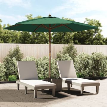Gossi umbrela de soare de gradina stalp din lemn, verde, 299 x 240 cm
