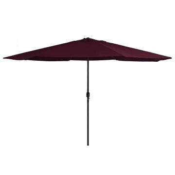 Gossi umbrela de soare de gradina, stalp metalic, rosu bordo, 390 cm