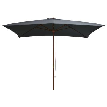 Gossi umbrela de soare exterior, stalp lemn, 200x300 cm, antracit